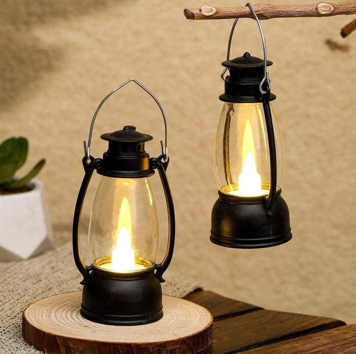 Flameless and Smokeless Acrylic Antique LED Lantern Hurricane Lamp and Wall Hanging Led Candle Light Holder