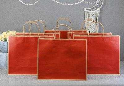 18 pcs Large Size RED (27X32X11 cm) Paper Bags With Handle Gift Paper bag, Carry Bags, gift For Valentine Gifting, marriage Return Gifts, Birthday, Wedding, Party, Season's Greetings