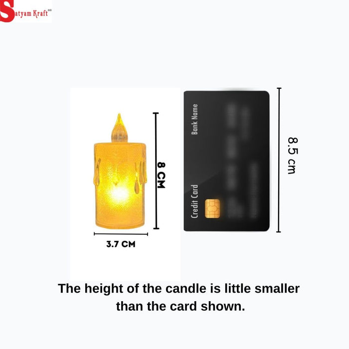 12 pcs Flameless and Smokeless Crystal Dripping Design Acrylic led Candles Tea Light Candle Perfect for Home Decor,Gifting,Festival,Events,Party Decoration (Yellow) large)