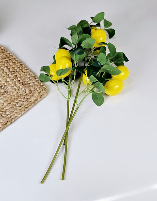 3 Pc Lemon Plant Stick, Elevate Your Décor with Artificial Lemon Branches Lifelike Lemon Tree Plants for Vase Display in Home, Garden, Office, Living Room (Pack of 3)