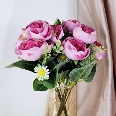 2 Pcs Artificial Bridal Piano Rose Peony Flower for Gifting,Flowers Sticks Bunch Decorative Items for Home, (without Vase Pot)(Pack of 2) (MATERIAL : Fabric)