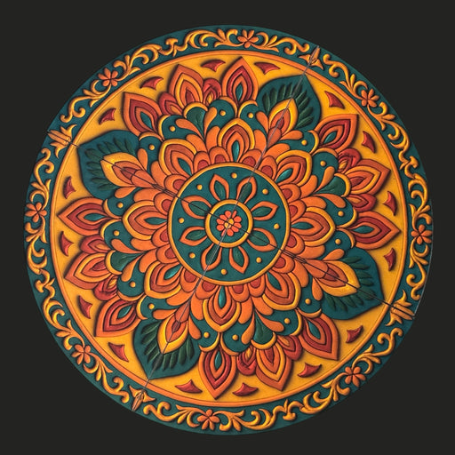 India’s First 3D DIY Rangoli Kit with Mirror Design | 17 Inch | Includes 5 LED Candles (Mandala Design))