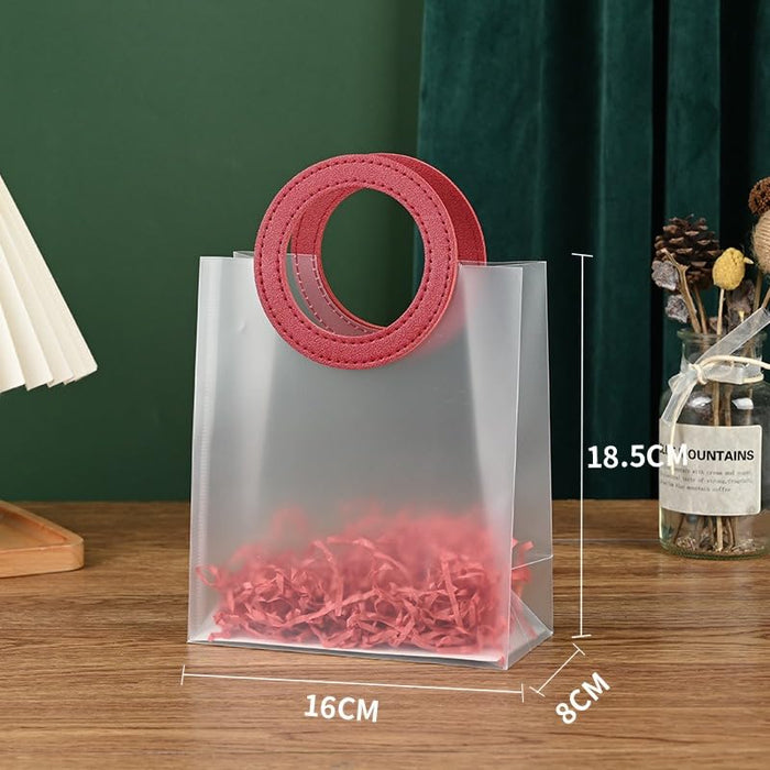 Translucent Bags Goodie Bags With Handle Gift bag, hamper bag, Carry Bags, shopping gift bag for Gifting, Presents, Packing, Return Gifts, Birthday, Events (Medium)(16 X 6 X 18.5 CM)