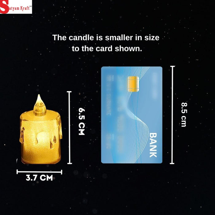 12 pcs Flameless and Smokeless Crystal Dripping Design Acrylic led Candles Tea Light Candle Perfect for Home Decor,Gifting,Festival,Events,Party Decoration (Yellow) (Medium)