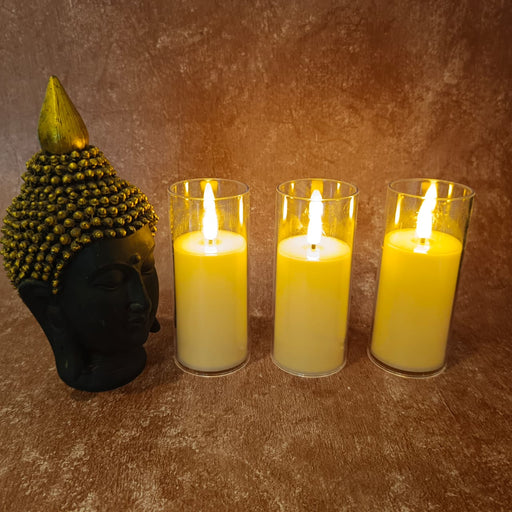 3 pcs Flameless Led Tea Light Pillar Candle for Home Decoration (medium)