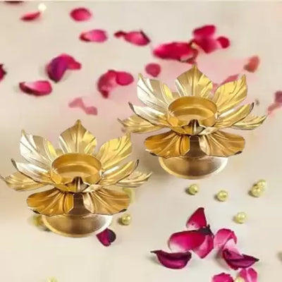 4 Pcs Candle Holder metal Lotus Tealight holder Metal Stand for Wedding Give Aways Home Decor Candle Holder Diwali decoreSet.