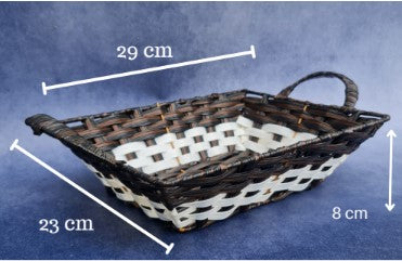 Brown & White Colour Multipurpose Rectangle plastic cane look basket for Gift Hamper,Wedding Gift, Christmas Gifting Boxes and Decoration Purpose (Brown & White)