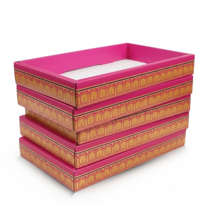 8 Pcs Multipurpose Decorative Folding Paper Box (without net and Twister) Rectangle Cardboard Box DIY Tray for Gift Hamper, Gifting (Cardboard Folding Paper Box),Room Hamper,Wedding Hamper