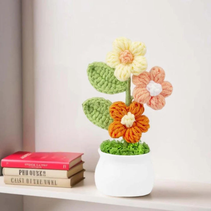 1 Pcs Artificial Crochet Flower Bouquet/Artificial Flowers Bunch/Crochet Flowers Bouquet/Crochet Flowers/Flowers Bouquet Gift for Girls Home Decor, Gifting (13.5 cm height)