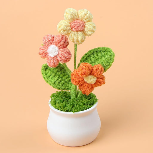1 Pcs Artificial Crochet Flower Bouquet/Artificial Flowers Bunch/Crochet Flowers Bouquet/Crochet Flowers/Flowers Bouquet Gift for Girls Home Decor, Gifting (13.5 cm height)