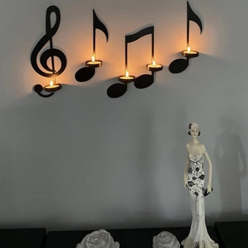 1 Set Metal Musical Note Candle Holder for Wall Decor | Iron Tealight Holder with Stand | Music Theme Home Decoration, Festive Decor, Diwali Decor, MArriage, Wedding