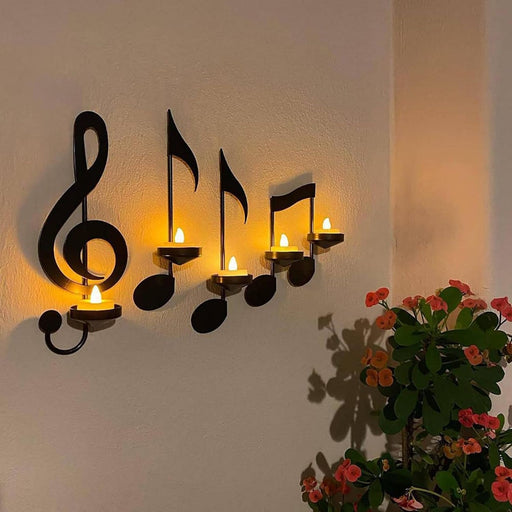 1 Set Metal Musical Note Candle Holder for Wall Decor | Iron Tealight Holder with Stand | Music Theme Home Decoration, Festive Decor, Diwali Decor, MArriage, Wedding