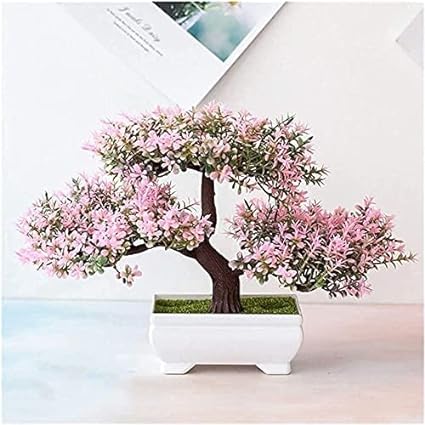 SATYAM KRAFT 1 Pc Artificial Bonsai Tree with Designer Pot for Home Decor, Room Decorations, Living Room Table, Diwali Decoration Plants and Craft Items Corner (Pack of 1)