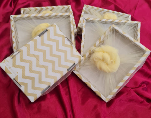 6 Pcs 7x10 inch Multipurpose Decorative Folding Paper Box Net Rectangle Cardboard Box with Net DIY Tray for Gift Hamper, Gifting (Cardboard Folding Paper Box)