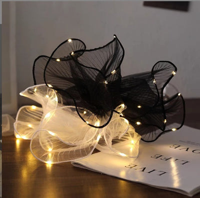 2 Pcs Wrinkled Flower Wrapping Mesh Paper With Yellow light for Gift Packaging | Wedding, Birthday, Anniversary, Engagement, Thanksgiving Decoration | Wrapping Paper | Greeting Cards & Party Supply | Flower, Bouquet Packaging Sheet with lighting