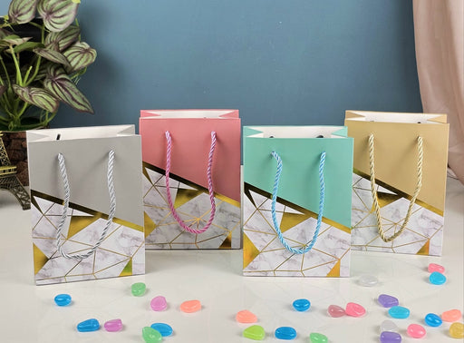 12 pcs (Random Colour) Multicolor Paper Bag With Handle To Carry Goodies Used For Gifts Carrying Return Gift For Birthdays & More Occassion (Mix Colour)