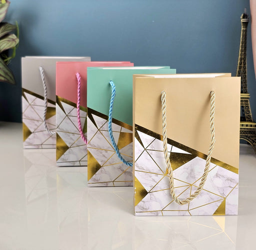 12 pcs (Random Colour) Multicolor Paper Bag With Handle To Carry Goodies Used For Gifts Carrying Return Gift For Birthdays & More Occassion (Mix Colour)