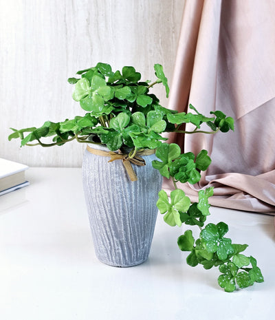 1 Pc Artificial Clover Plant with Vase Display for Home Decor, Room, Balcony, Welcoming Decoration Item,Realistic Look for Gifting, (with Vase)