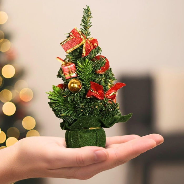 1 Pcs Artificial Mini Decorative Christmas Tree Beautiful Pine Tree Miniature | Snow-Flocked Xmas Tree for Gifting, Home, Office, Tabletop & Christmas Decoration.
