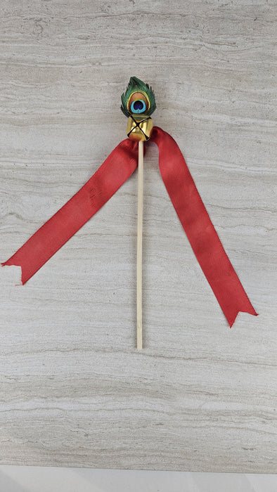 12 pcs Handcrafted Wedding Ghungroo Bell Stick With Morpankh for Home Mandir Décor, Marriage gungroo,Shadi -Sagai, Engagment,bride entry, aarti,Magal Phera bell, Barati Swagat, Varmala,christmas bell Stick, pooja, puja mandir, gantri, Temple ganti