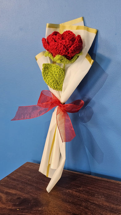 1 Pcs Ready to use Crochet Bouquet for Best Wishes, Gifting, Valentine, Wedding, Home Decor, Office, Bedroom, Balcony Decoration Items, Welcoming(Fabric)