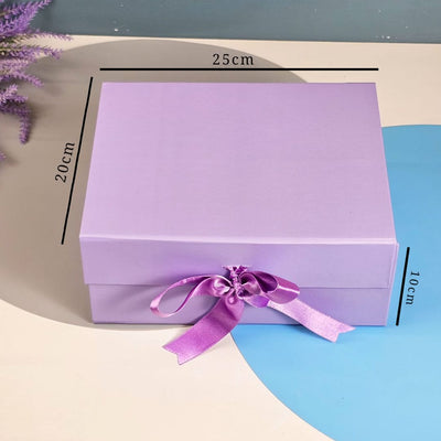 2 Pcs (26 x 21 x 11 cm) Multipurpose Decorative Folding Paper Cardboard/Rigid Box with satin ribbon,DIY Box for Gift Hamper,Valentine Gifting,Wedding gifing.