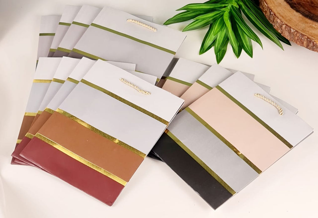10 Pcs Paper Bag Goodie Bags With Handle Gift Paper bag, gift For Valentine Gifting, marriage Return Gifts, Birthday, Wedding, Party, Season's Greetings (Random Colour)