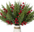 1 Set (12 PCS Artificial Pine Branches with 4 PCS Red Berry Stems) | Decorative Flowers for Home Décor, Vase Decor, Christmas, Festival Decoration (Red & Green)