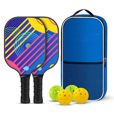 1 Set Pickleball Paddle Set Durable Fiberglass Surface with Cushion Comfort Handle Grip, Lightweight Outdoor Pickle Ball Game Kit for Kids & Adults (Multi = 2 Paddles & 4 Balls)