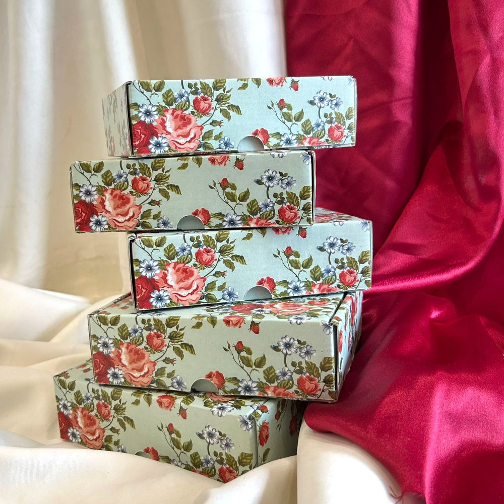 6 Pcs (7x 5.5 x 2 inch) Multipurpose Decorative Folding Paper Cardboard Box DIY Box for Gift Hamper,Wedding gifing.