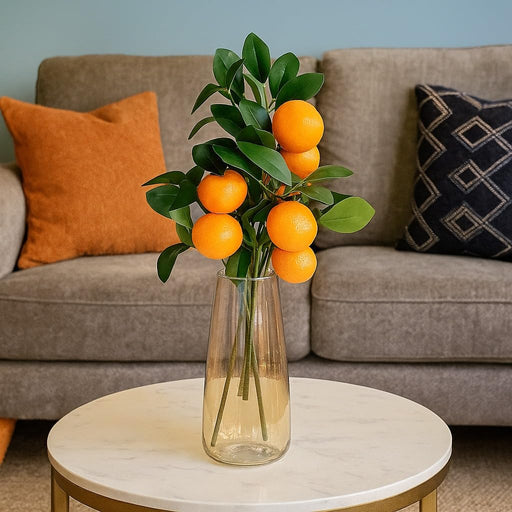 3 Pcs Artificial Orange Flower Stick, Artificial Flower Decoration Plant for Home Decor Item, Multi Decoration Item, (Without vase)( Pack of 3)(35 Cm)