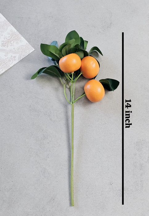 Artificial Orange Flower Stick, Artificial Flower Decoration Plant for Home Decor Item, Multi Decoration Item, (Without vase)( Pack of 3)(35 Cm)