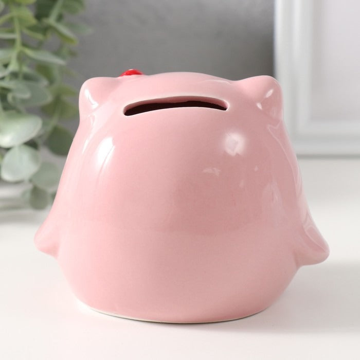 1 Piece Ceramic Owl Design Gullak : Piggy Bank for Rupees Savings - Coin Storage Tip Box Ideal for Kids and Adults - Money Kilona Pikibank ATM Coinbox Gulak (Pack of 1) (Pink)