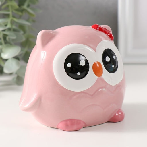 1 Piece Ceramic Owl Design Gullak : Piggy Bank for Rupees Savings - Coin Storage Tip Box Ideal for Kids and Adults - Money Kilona Pikibank ATM Coinbox Gulak (Pack of 1) (Pink)