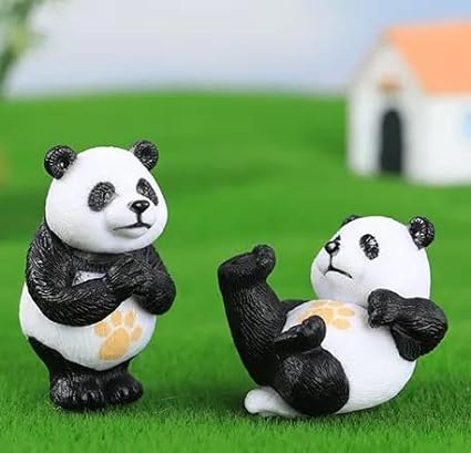 SATYAM KRAFT 4 Pieces of Panda Miniature Set for Unique Gift, Home,Bedroom,  Living Room, Office, Restaurant Decor, Figurines and Garden Decor Items