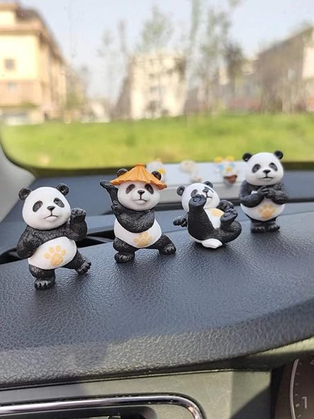 4 Pieces of Panda Miniature Set for Unique Gift, Home,Bedroom, Living Room, Office, Restaurant Decor, Figurines and Garden Decor Items (Multicolor)(Poly Resin)(4 Pieces in 1 Set)