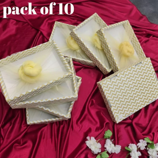 10 Pcs Multipurpose Decorative Folding Paper Box Net Rectangle Cardboard Box with Net DIY Tray for Gift Hamper, Gifting (Cardboard Folding Paper Box),Room Hamper,Wedding Hamper