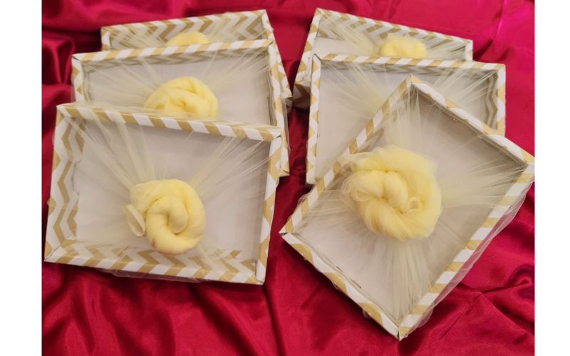 10 Pcs Multipurpose Decorative Folding Paper Box Net Rectangle Cardboard Box with Net DIY Tray for Gift Hamper, Gifting (Cardboard Folding Paper Box),Room Hamper,Wedding Hamper