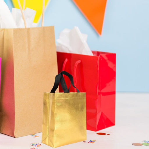 Medium Size Non Woven Bag With Handle 26 x 29 cm Gift Paper bag, Carry Bags, gift bag, gift for Birthday, gift for Festivals, Season's Greetings and other Events(Gold)