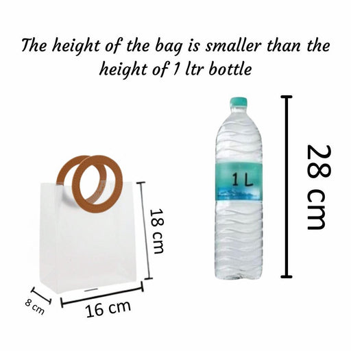 Small Size( 18.5 x 8 x 16 cm) Translucent  Bags with Round Handle Gift Paper Bag, Carry Bags, Gift Bag, Gift for Birthday, Valentine, Marriage, Festivals, Season's Greetings and Events (Small) Brown