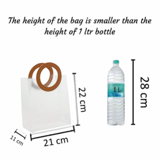 Medium Size( 22 x 11 x 21 cm) Translucent  Bags with Round Handle Gift Paper Bag, Carry Bags, Gift Bag, Gift for Birthday, Valentine, Marriage, Festivals, Season's Greetings and Events (Medium) (Brown)