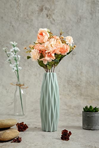 Artificial Head Rose Peony Fake Flowers Sticks Bunch decorative items for home Diwali Decor ,Room Decorations, Living Room Table Decoration Plants and Craft Items Corner ( Without Vase Pot )