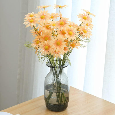 6 Pcs Artificial Daisy Sunflowers for Home Decor, Office, Living Room, Balcony, Wedding & Gifting | Realistic Faux Flower (Only Flower, No Vase)