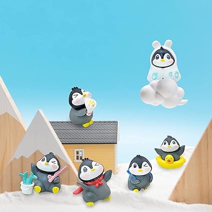 SATYAM KRAFT 1 Set of Resin Penguin Miniature for Unique Gift, Home, Bedroom, Living Room, Office, Restaurant Decor, Figurines and Garden Decor Items(1 Set, Multicolor)(Resin)