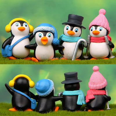 Penguin Miniature Set for Unique Gift, Home, Bedroom, Living Room, Office, Restaurant Decor, Figurines Decoration Items - Resin (1 Set, Multicolor)