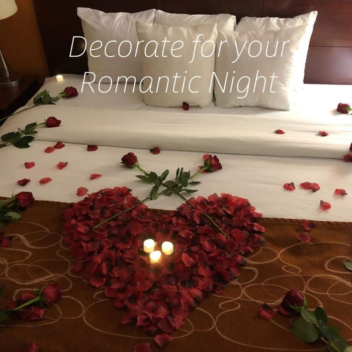 Artificial Rose Petals for Decoration Perfect for Her Him Valentine’s Day Romantic Decor for Wedding Anniversary New Year Candle Light Dinner Bedroom Table Party Decor.