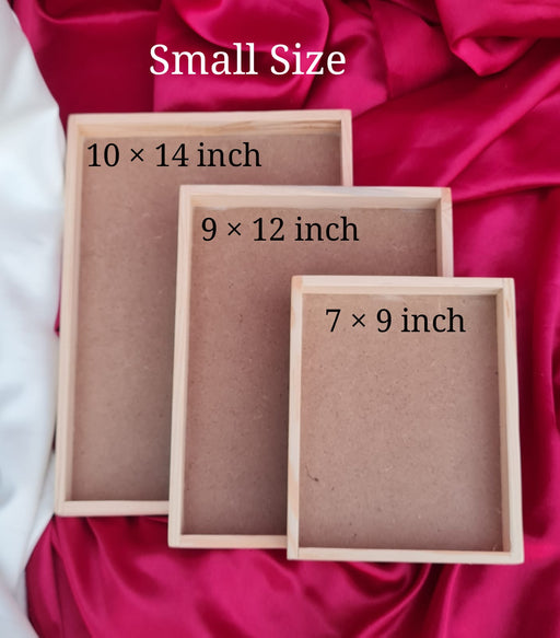 1 set (3 Pieces)  Small Multipurpose Decorative Pinewood  Rectangle Tray for Gift Hamper,Wedding Gifting Boxes and Decoration Purpose.