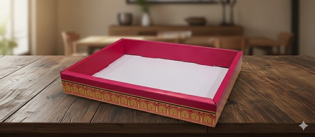 8 Pcs Multipurpose Decorative Folding Paper Box (without net and Twister) Rectangle Cardboard Box DIY Tray for Gift Hamper, Gifting (Cardboard Folding Paper Box),Room Hamper,Wedding Hamper