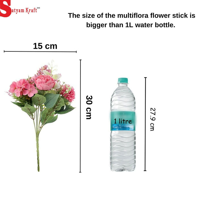 Artificial Multiflora Flower Roses Sticks Bunch decorative items for Decoration, Craft Items Corner (Without Vase Pot)