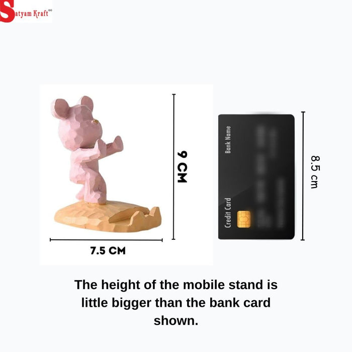 SATYAM KRAFT 1 Pc Mobile Stand Cool Bear Design Mobile Holder, Fun 3D Cartoon Design, Mobile Phone Tablet for Desk Compatible with All Smartphones for Children, Adults, Gift Item, Decor Home